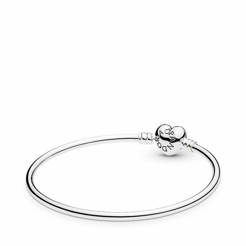 Pandora Australia Logo Heart Clasp Moments Bangle Bracelet - Sterling Silver | MJPYFG825